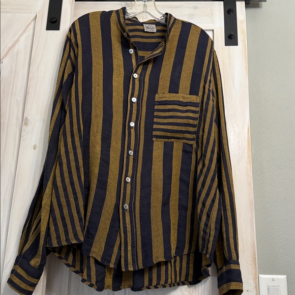 Lea Bottega di Brunelli Medium men unisex long sleeve Linen shirt handmade Italy - Picture 2 of 10